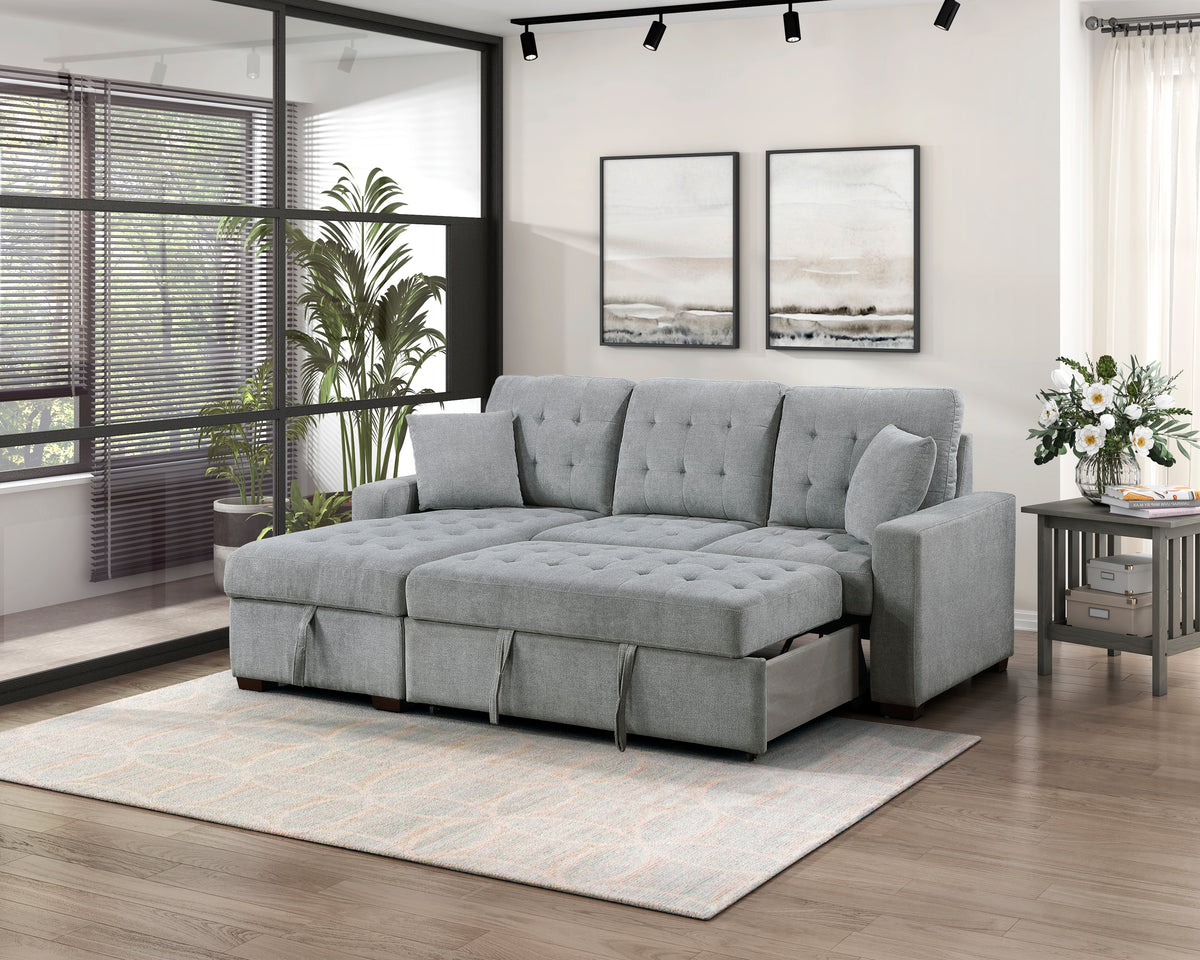 Waitsfield Sand 2-Piece Sectional with Left Chaise, Pull-out Bed and Hidden Storage from Homelegance - Luna Furniture