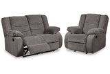 Tulen Gray Reclining Loveseat and Recliner from Ashley - Luna Furniture