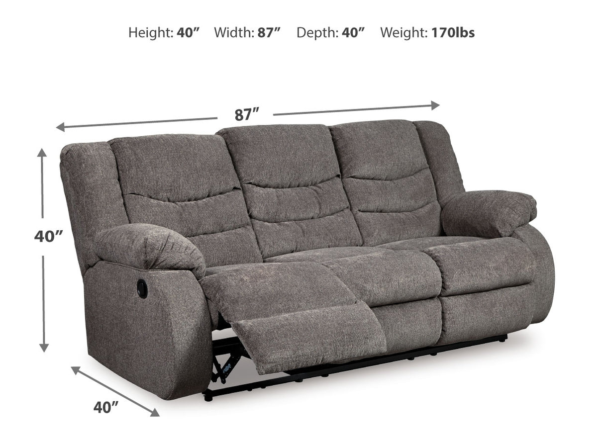 Tulen Gray Reclining Sofa from Ashley - Luna Furniture