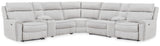 Social Pointe Pearl/Ash 7-Piece Reclining Sectional with Storage Consoles from Ashley Furniture - Luna Furniture