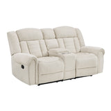 Nutmeg Beige Double Reclining Loveseat with Center Console from Homelegance - Luna Furniture