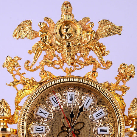 HD-9916 Brass/Lucite/Marble Clock from Homey Design - Luna Furniture