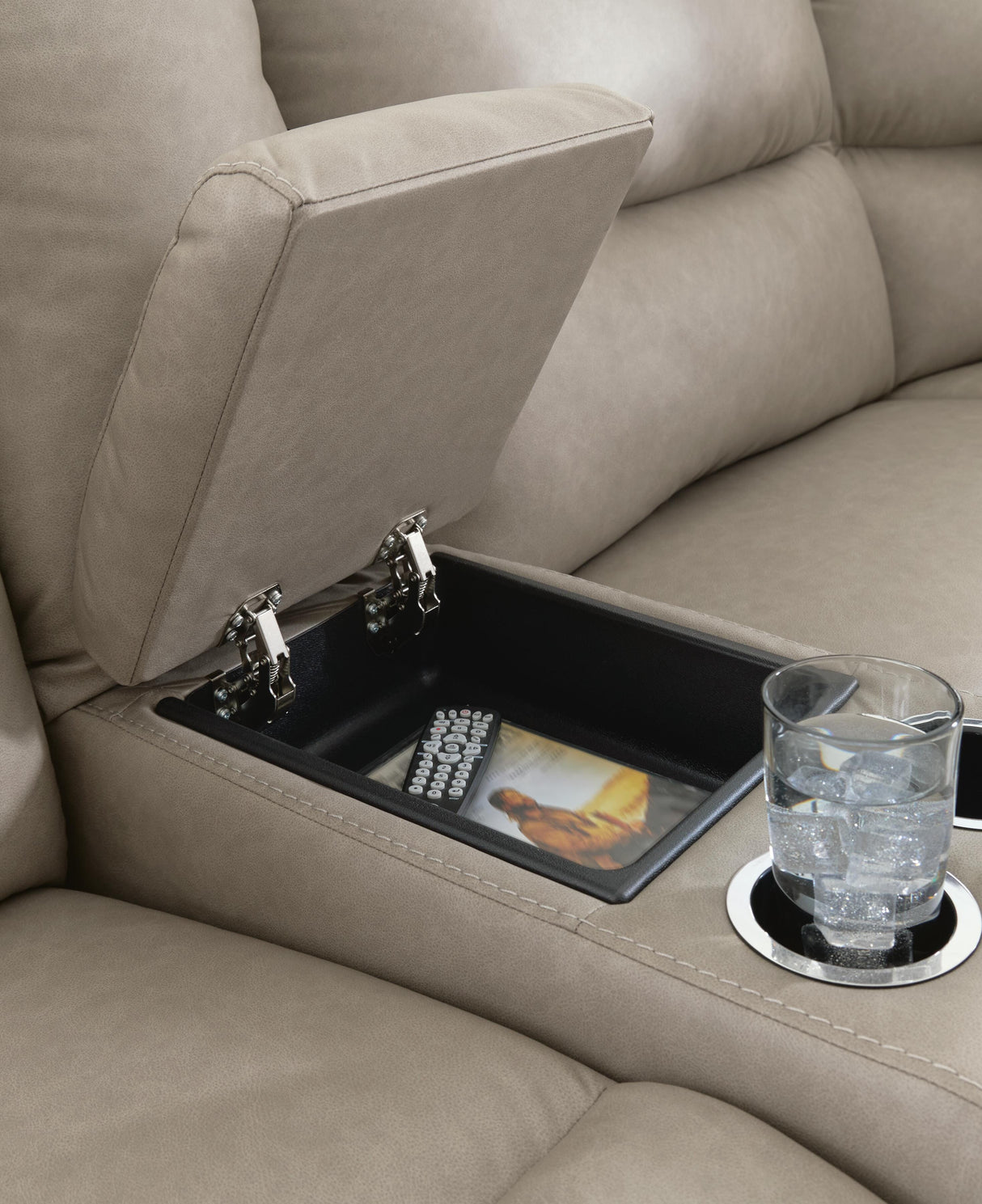 Narwhal Place Pebble 7-Piece Reclining Sectional with Storage Consoles from Ashley Furniture - Luna Furniture