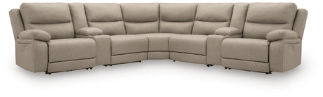 Narwhal Place Pebble 7-Piece Reclining Sectional with Storage Consoles from Ashley Furniture - Luna Furniture