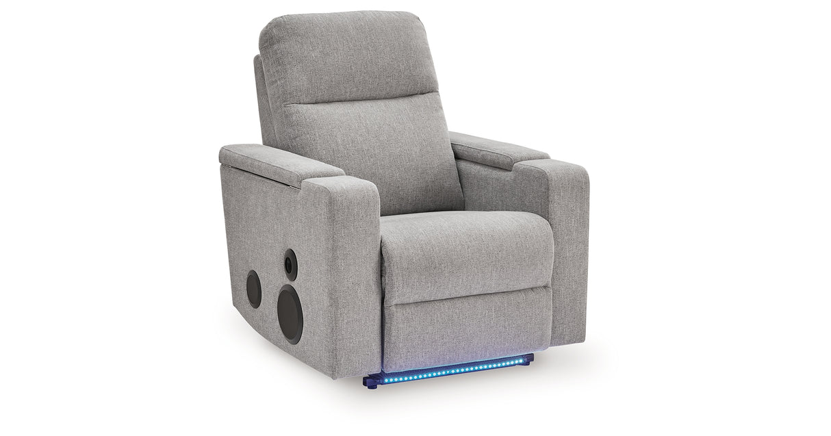 Pineland Pewter Power Glider Recliner with Audio System from Ashley Furniture - Luna Furniture