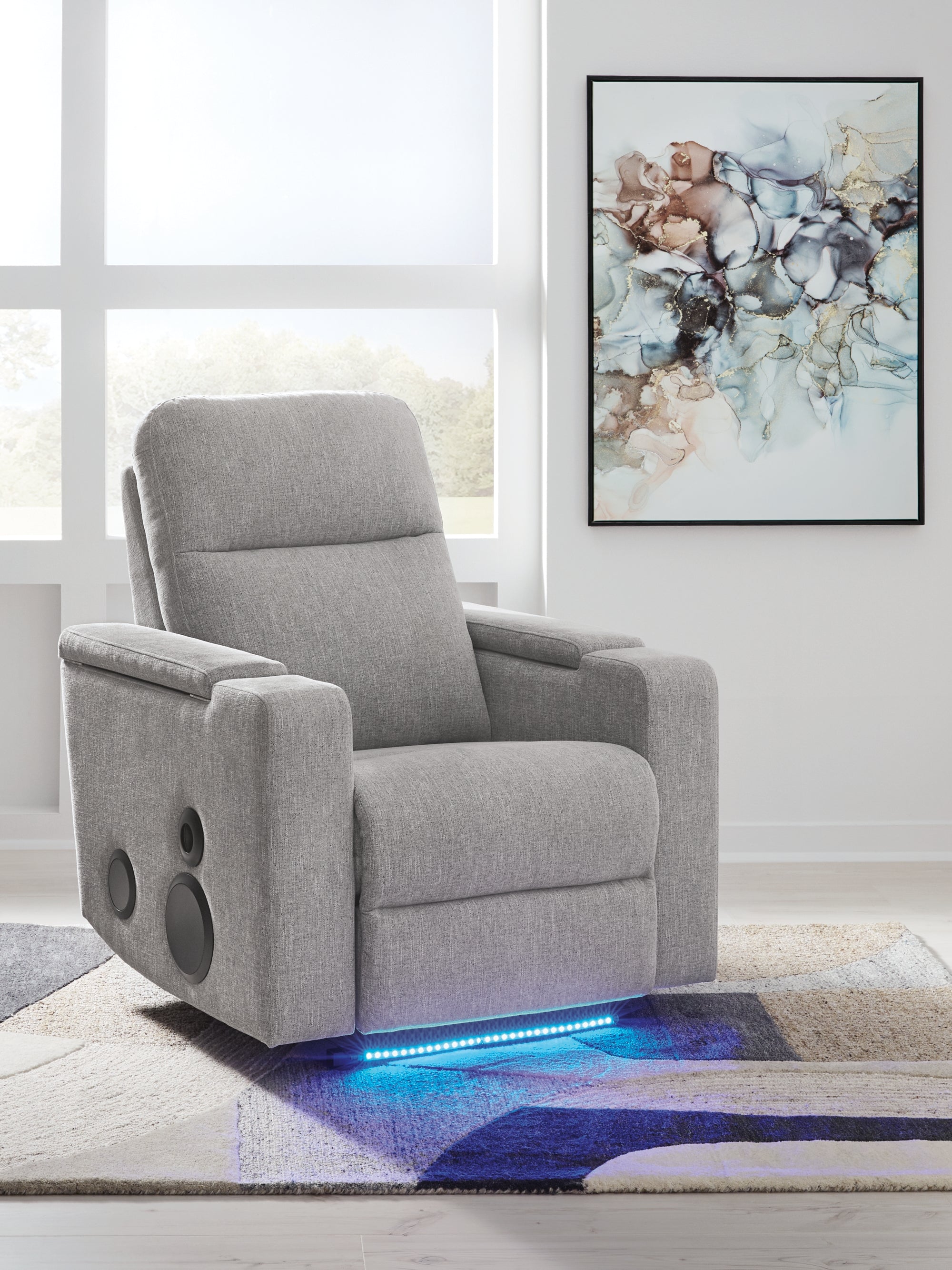 Ashley Pineland Pewter Power Glider Recliner with Audio System