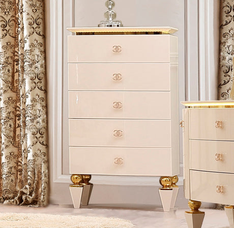 HD-9935 White Gloss Chest from Homey Design - Luna Furniture