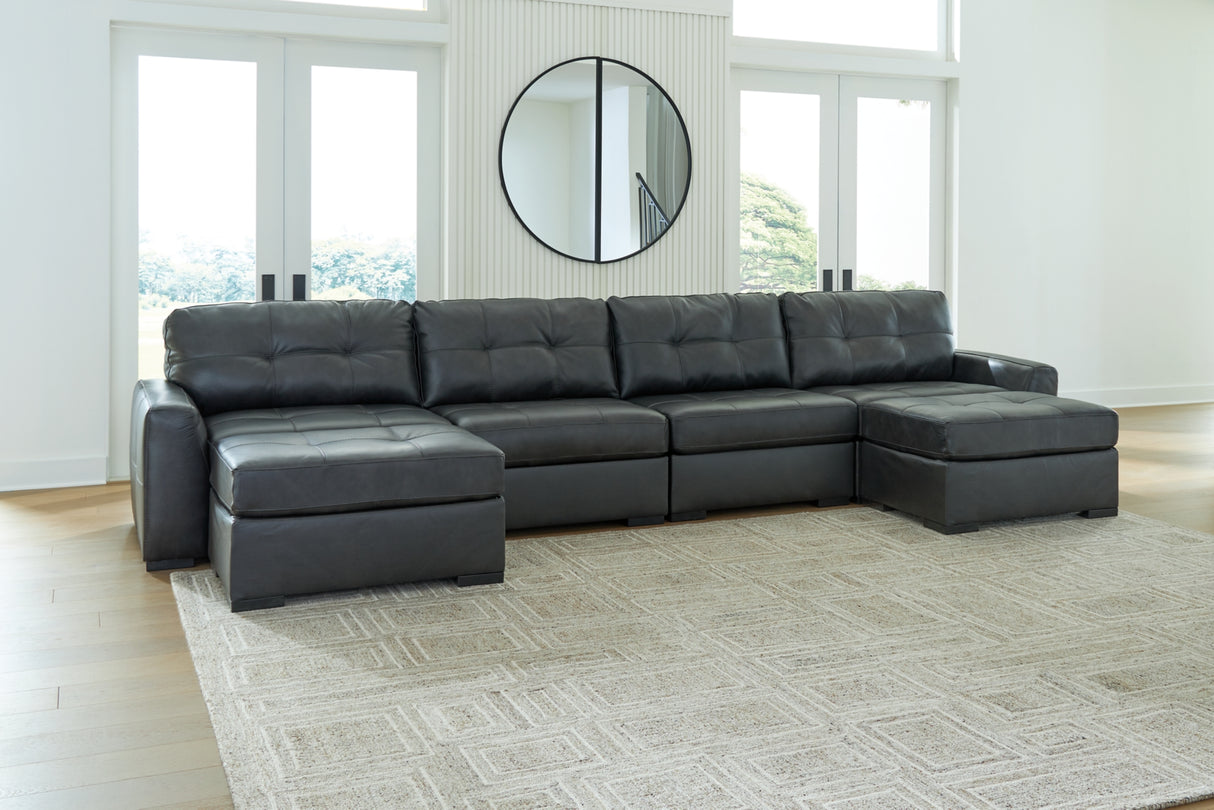 Brindley Pier 4-Piece Sectional with Ottoman in Fog from Ashley - Luna Furniture