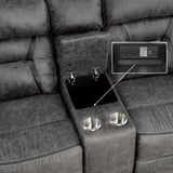 Madrona Hill Gray Double Reclining Loveseat with Center Console from Homelegance - Luna Furniture