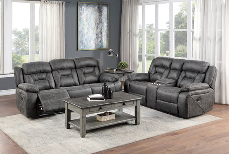 Madrona Hill Gray Double Reclining Sofa from Homelegance - Luna Furniture