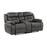 Madrona Hill Gray Double Reclining Loveseat with Center Console from Homelegance - Luna Furniture
