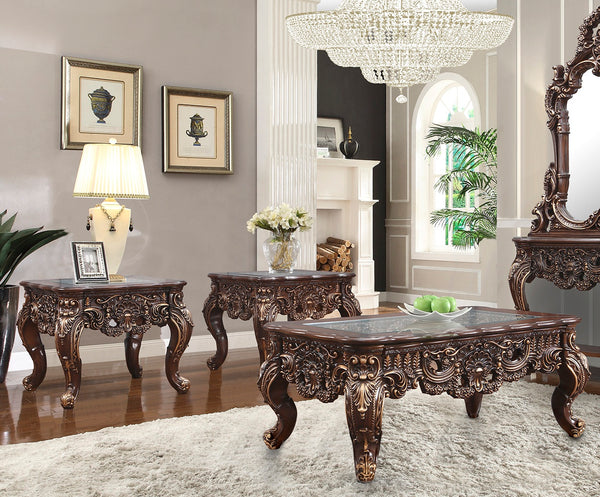 HD-998C Cherry Walnut 3-Piece Coffee Table Set