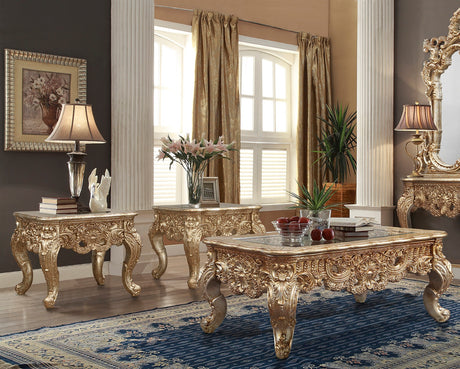 HD-998G Marbled Metallic Gold 3-Piece Coffee Table Set from Homey Design - Luna Furniture