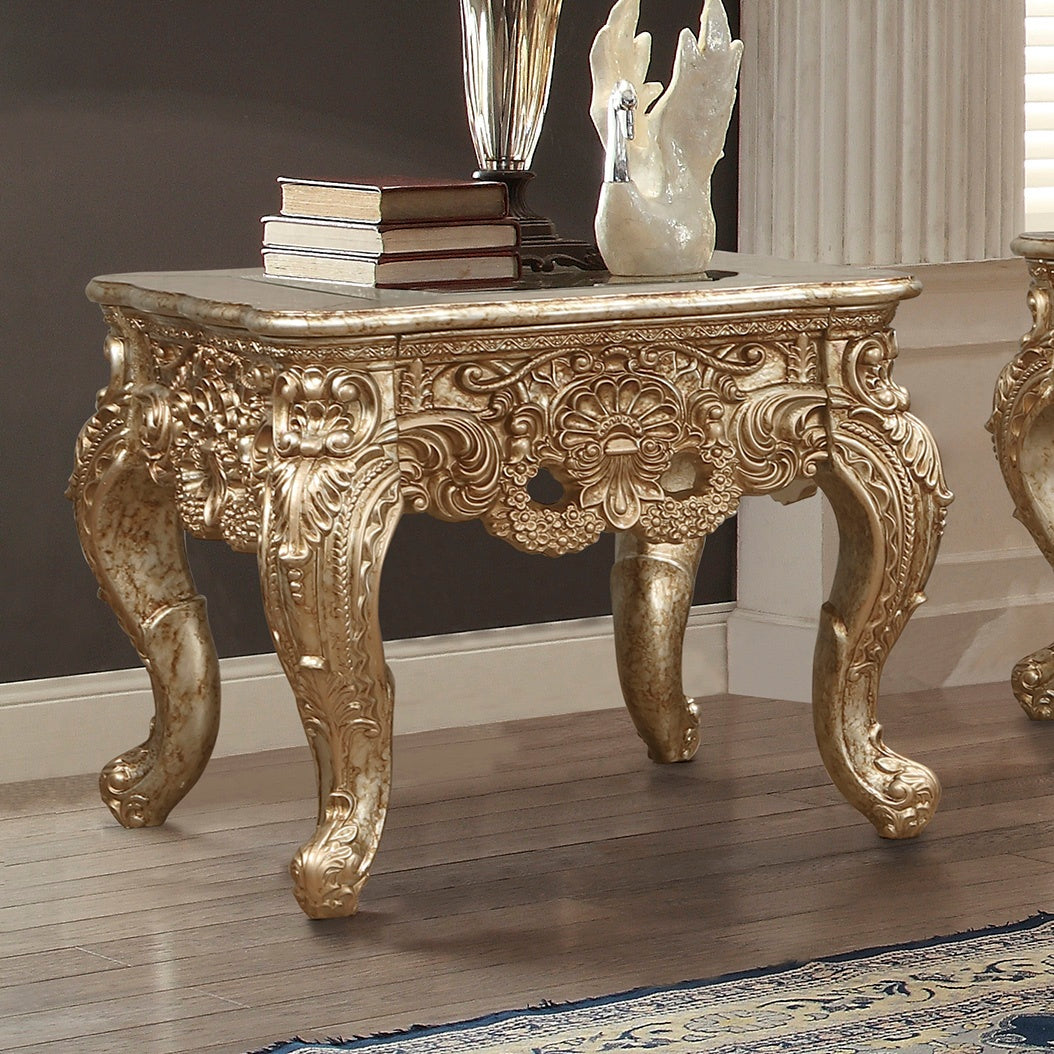HD-998G Marbled Metallic Gold End Table from Homey Design - Luna Furniture
