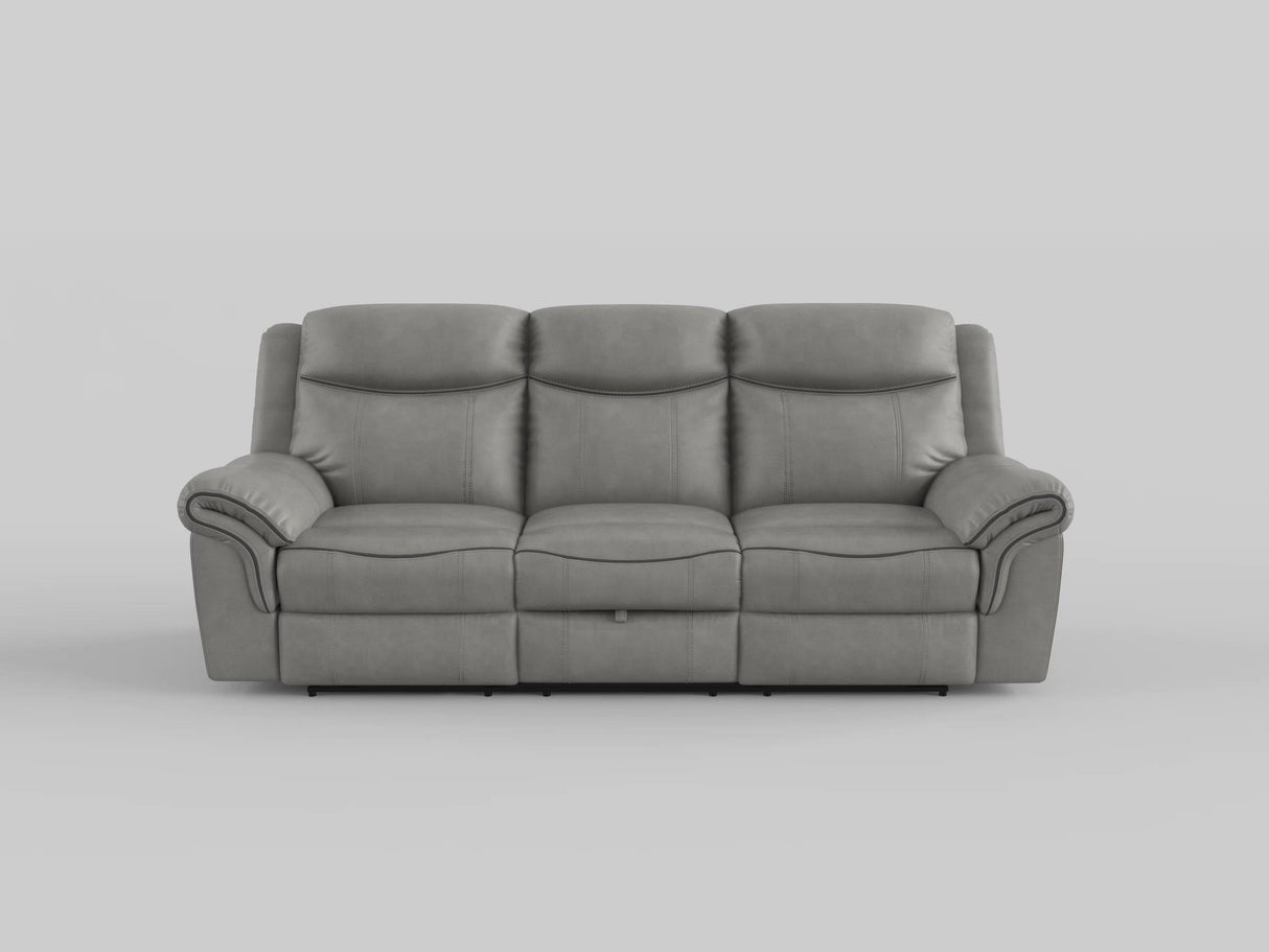 Aram Dark Brown Faux Leather Double Glider Reclining Loveseat with Center Console, Receptacles and USB Ports from Homelegance - Luna Furniture