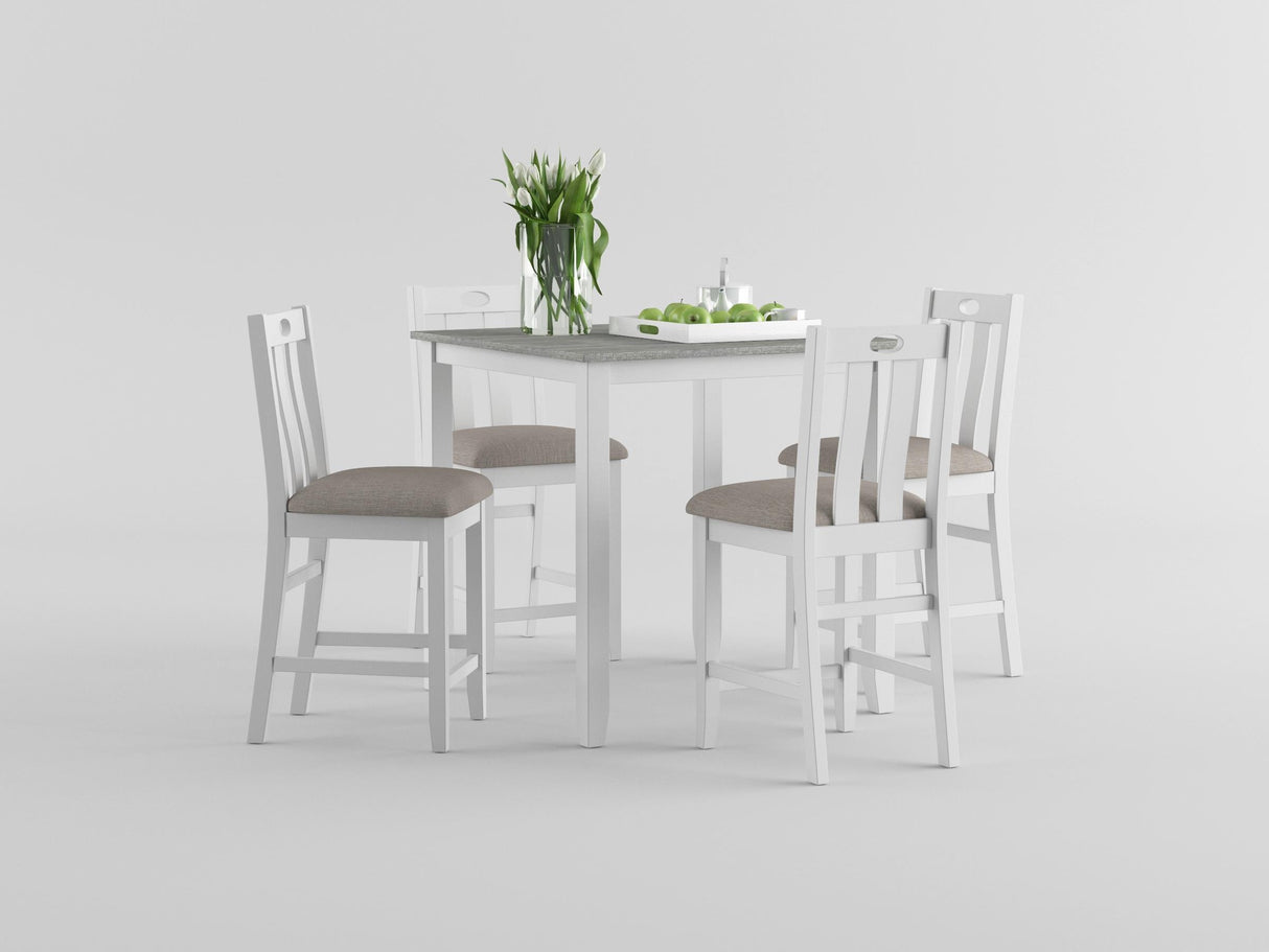 Lowell Bright White/Weathered Gray 5-Piece Counter Height Set from Homelegance - Luna Furniture
