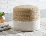 Sweed Valley Natural/White Pouf from Ashley - Luna Furniture
