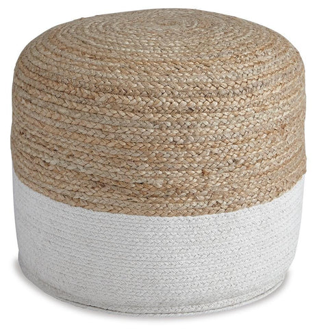 Sweed Valley Natural/White Pouf from Ashley - Luna Furniture