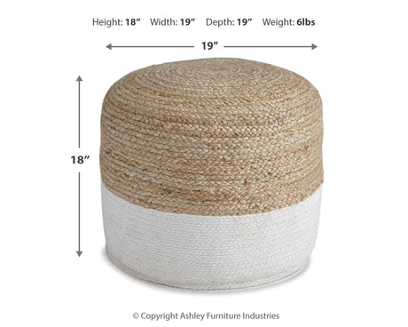 Sweed Valley Natural/White Pouf from Ashley - Luna Furniture
