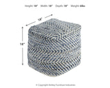 Chevron Blue Pouf from Ashley - Luna Furniture