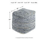 Chevron Blue Pouf from Ashley Furniture - Luna Furniture