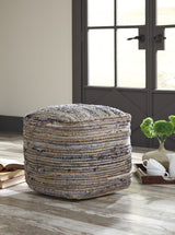 Absalom Denim Pouf from Ashley Furniture - Luna Furniture
