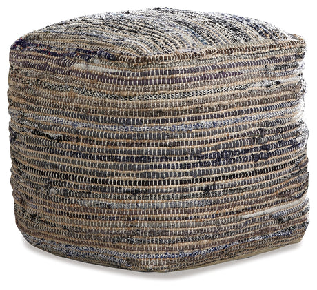 Absalom Denim Pouf from Ashley - Luna Furniture
