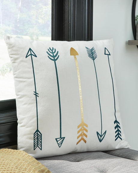 Gyldan White/Teal/Gold Pillow from Ashley - Luna Furniture