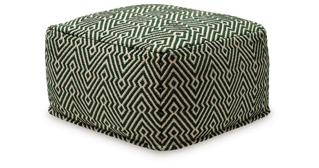 Abacy Green/Ivory Pouf from Ashley - Luna Furniture