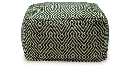 Abacy Green/Ivory Pouf from Ashley - Luna Furniture