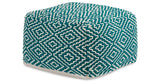 Brynnsen Teal/Ivory Pouf from Ashley Furniture - Luna Furniture