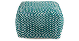 Brynnsen Teal/Ivory Pouf from Ashley Furniture - Luna Furniture