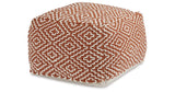 Brynnsen Rust/Ivory Pouf from Ashley - Luna Furniture