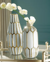 Mohsen Gold Finish/White Vase from Ashley - Luna Furniture