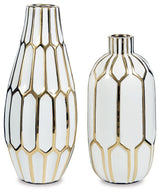 Mohsen Gold Finish/White Vase from Ashley - Luna Furniture