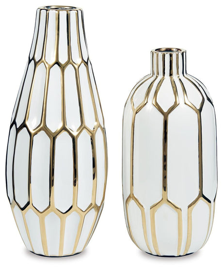 Mohsen Gold Finish/White Vase from Ashley - Luna Furniture
