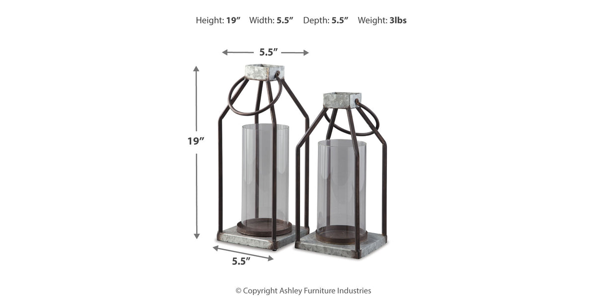 Diedrick Gray/Black Lantern from Ashley - Luna Furniture