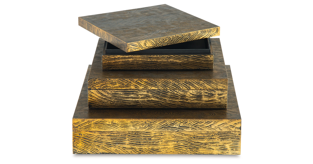 Keldy Antique Brass Finish Box from Ashley - Luna Furniture