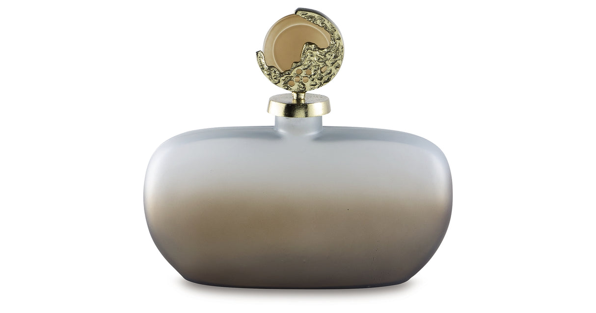 Acario Taupe/Gold Finish Jar from Ashley Furniture - Luna Furniture