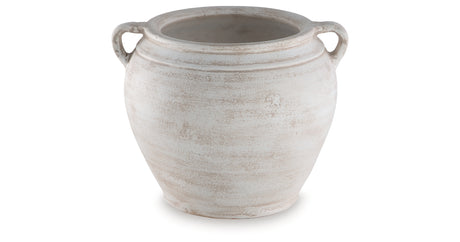 Meadie Distressed White Vase from Ashley - Luna Furniture