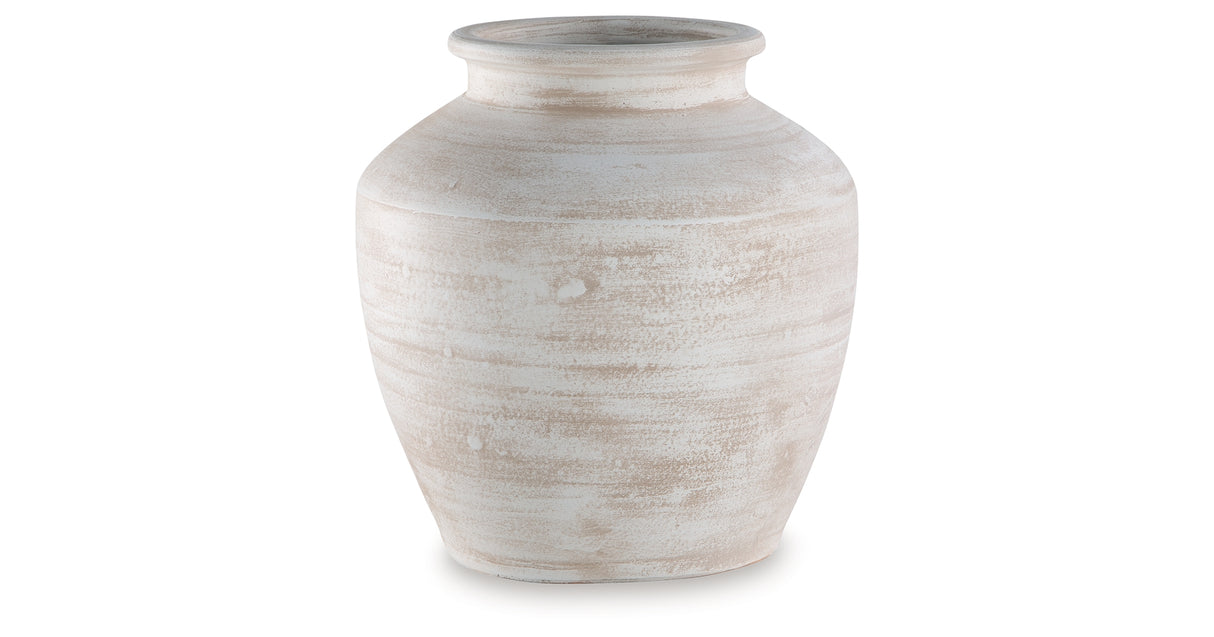 Meadie Distressed White Vase from Ashley Furniture - Luna Furniture