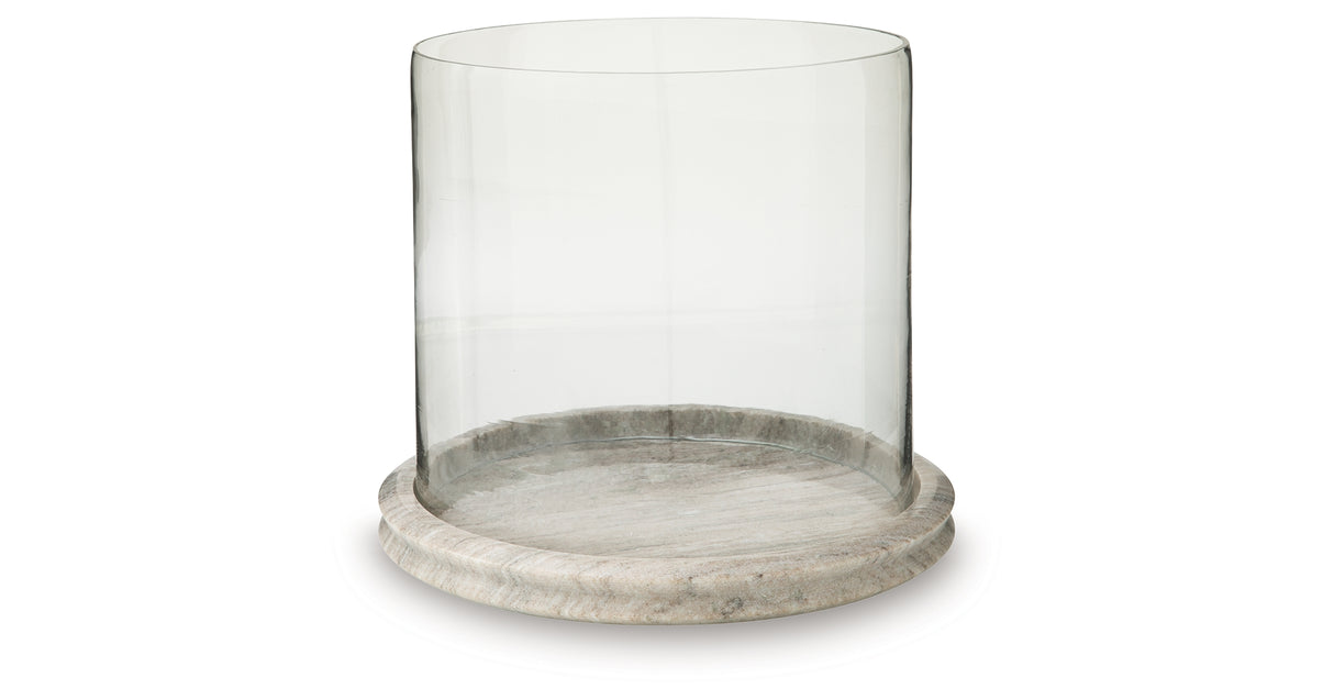 Saskia Clear/Beige Candle Holder from Ashley - Luna Furniture