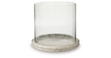 Saskia Clear/Beige Candle Holder from Ashley - Luna Furniture