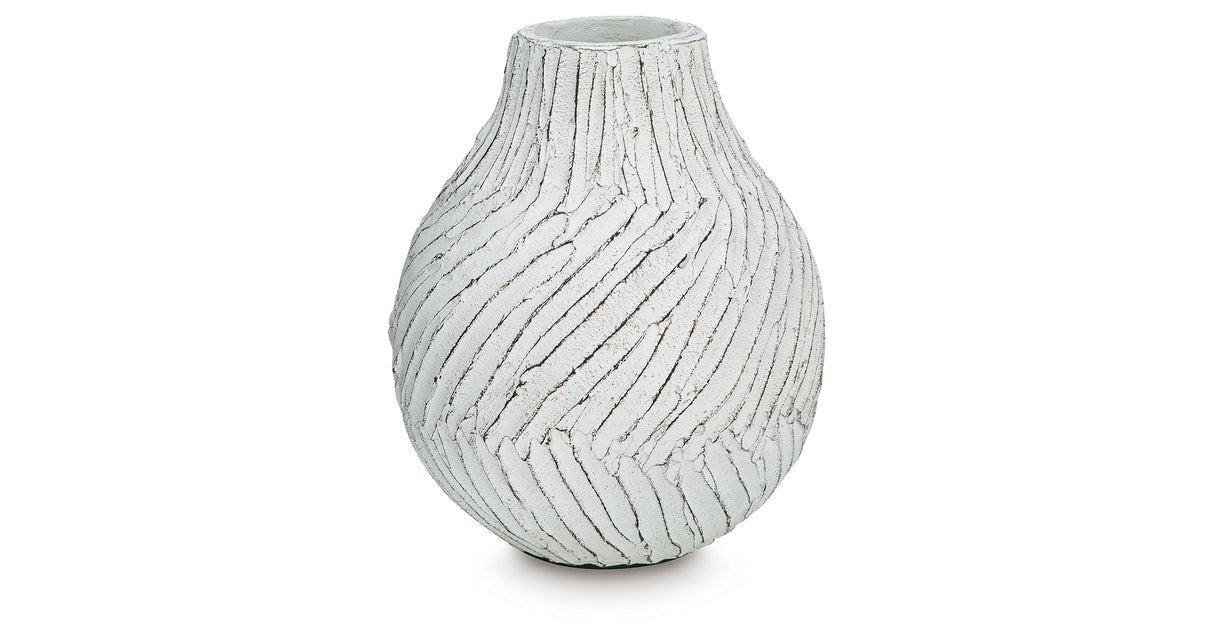 Shelvie Distressed White Vase from Ashley Furniture - Luna Furniture