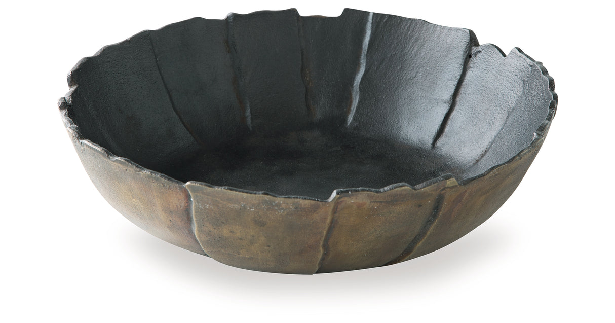 Aidman Black/Antique Gold Finish Bowl from Ashley - Luna Furniture