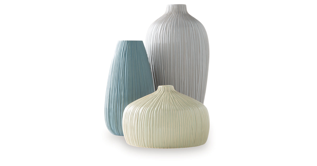 Eiderman Gray/Blue/Green Vase (Set of 3) from Ashley Furniture - Luna Furniture