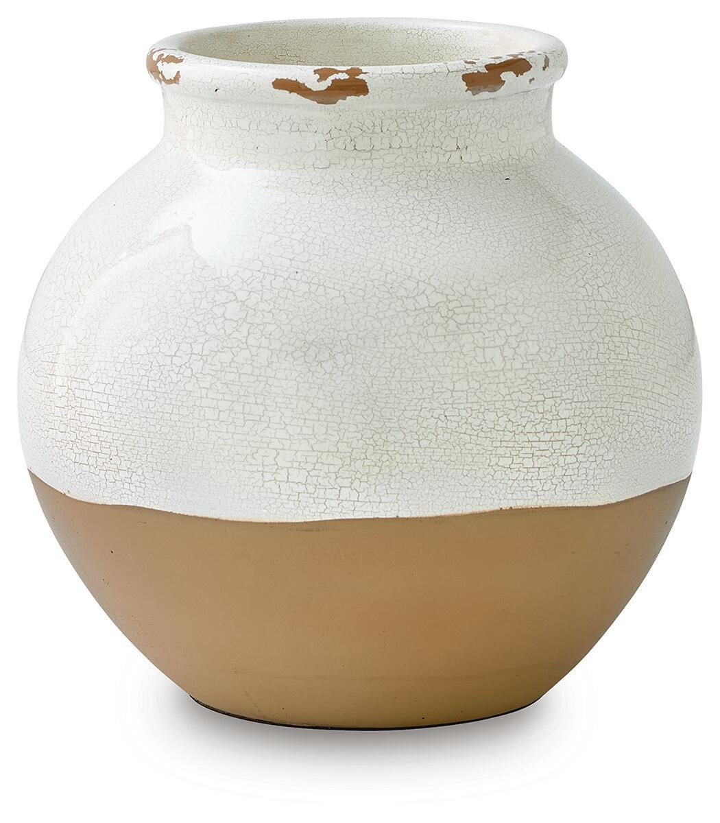 Vercott Cream/Tan Vase from Ashley - Luna Furniture