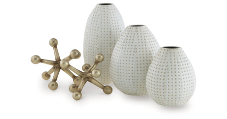 Azerton White/Gold Finish Accessory Set (Set of 5) from Ashley - Luna Furniture