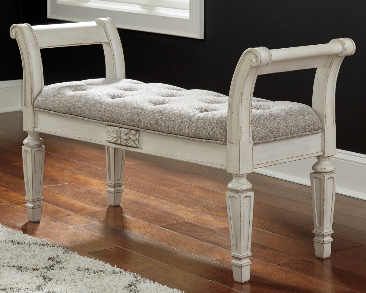Realyn Antique White Accent Bench from Ashley Furniture - Luna Furniture