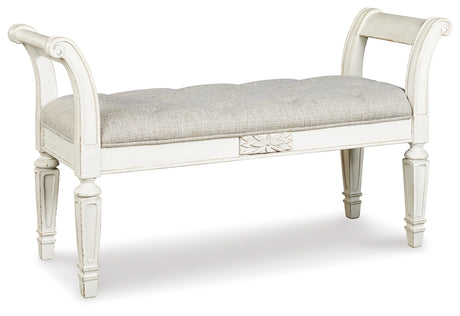 Realyn Antique White Accent Bench from Ashley - Luna Furniture